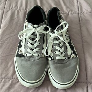 Vans Black and White Floral Sneakers
